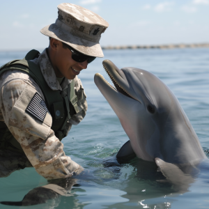 Delfin mit soldat