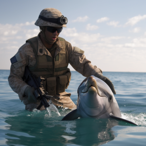 Delfin trainiert im Militär