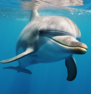 Delfin schaut während ein Experiment