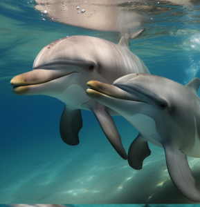 Delfin schützt Weibchen